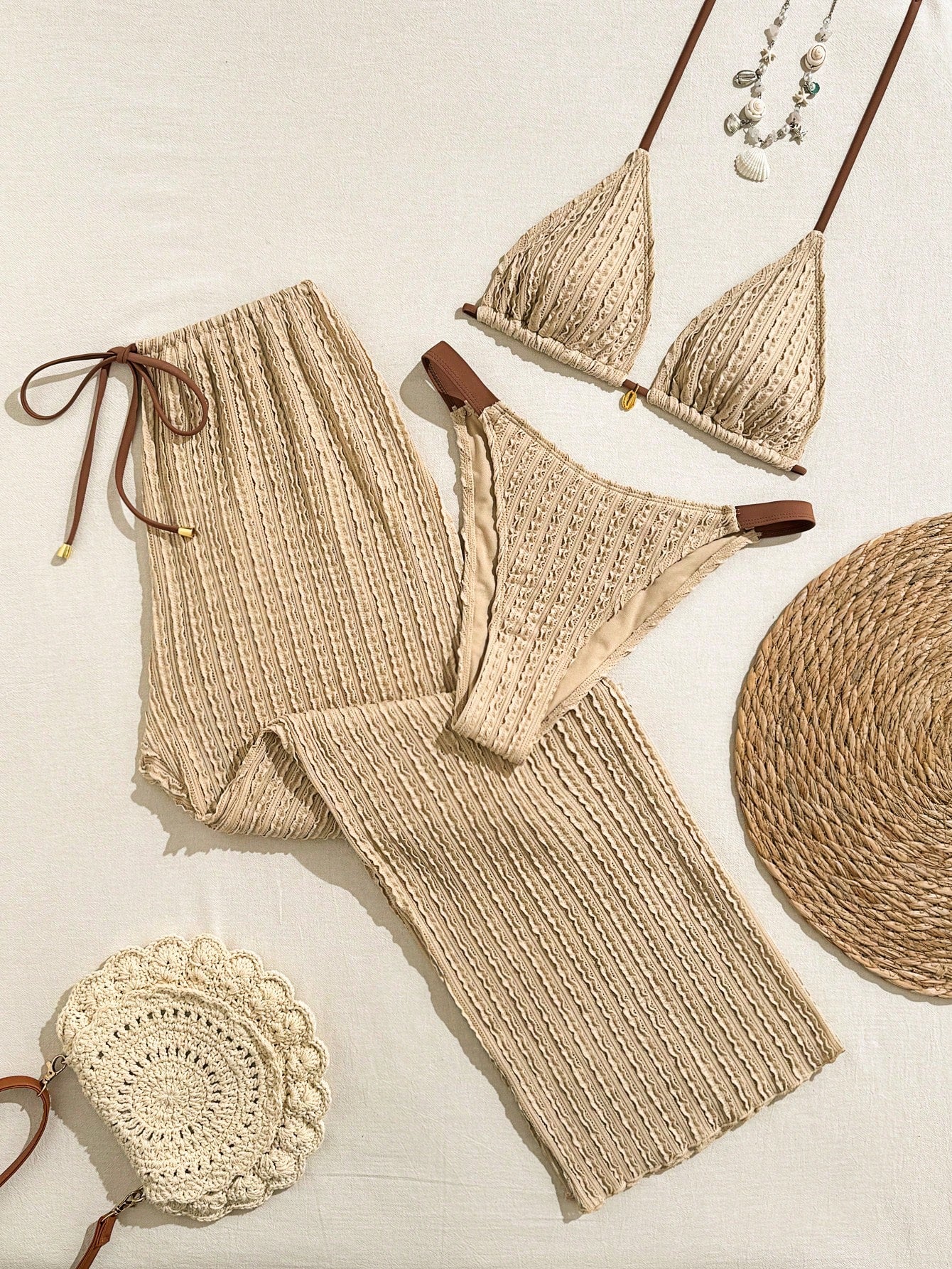 Sirith 2026 New Spring/Summer 3 PiecesWomen Swimwear Set, Swimwear, Swim Shorts, Skirt, Special Fabric, Beach Holiday Elegant Casual Swimwear Outfit
