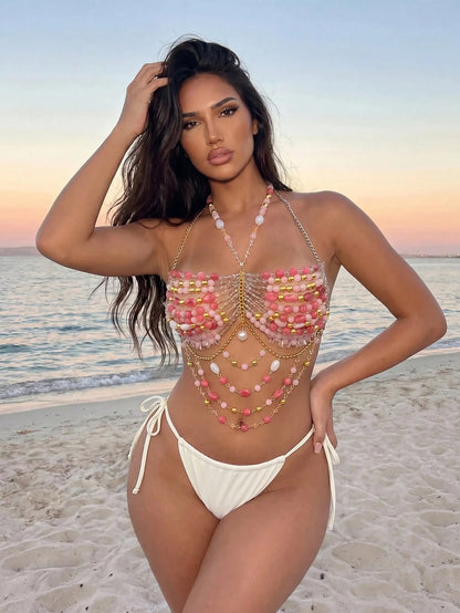 Sirith New Summer/Autumn Beach Colorful Beaded Cover-Up, Sexy And Fashionable Design Suitable For Music Festivals, Bohemian Style For Women
