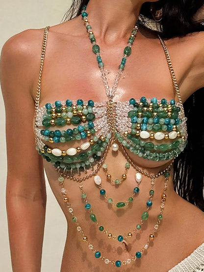 Sirith New Summer/Autumn Beach Colorful Beaded Cover-Up, Sexy And Fashionable Design Suitable For Music Festivals, Bohemian Style For Women