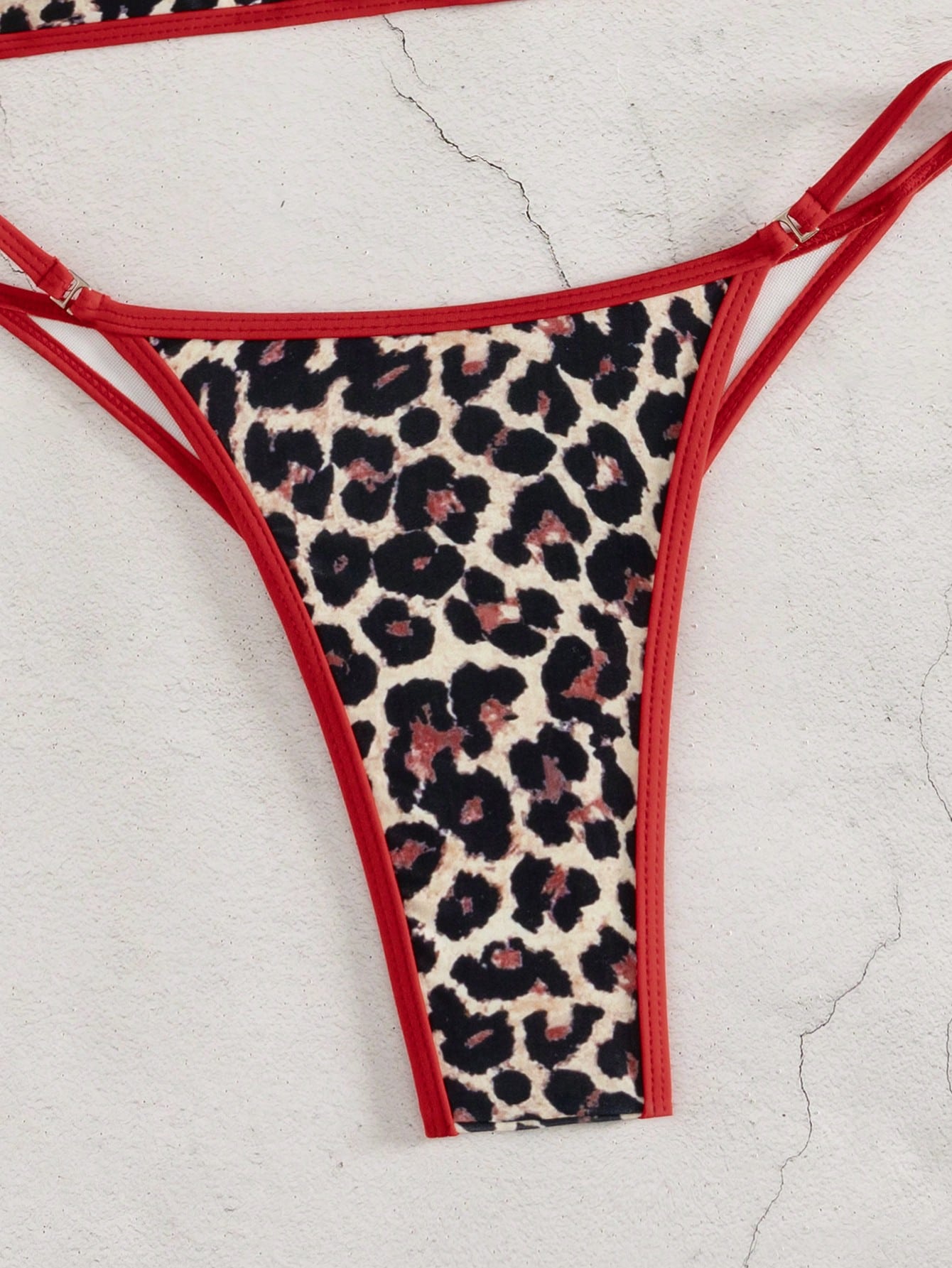 Sirith Women's Vacation Beach Leopard Print Contrast Trim Swimwear Set