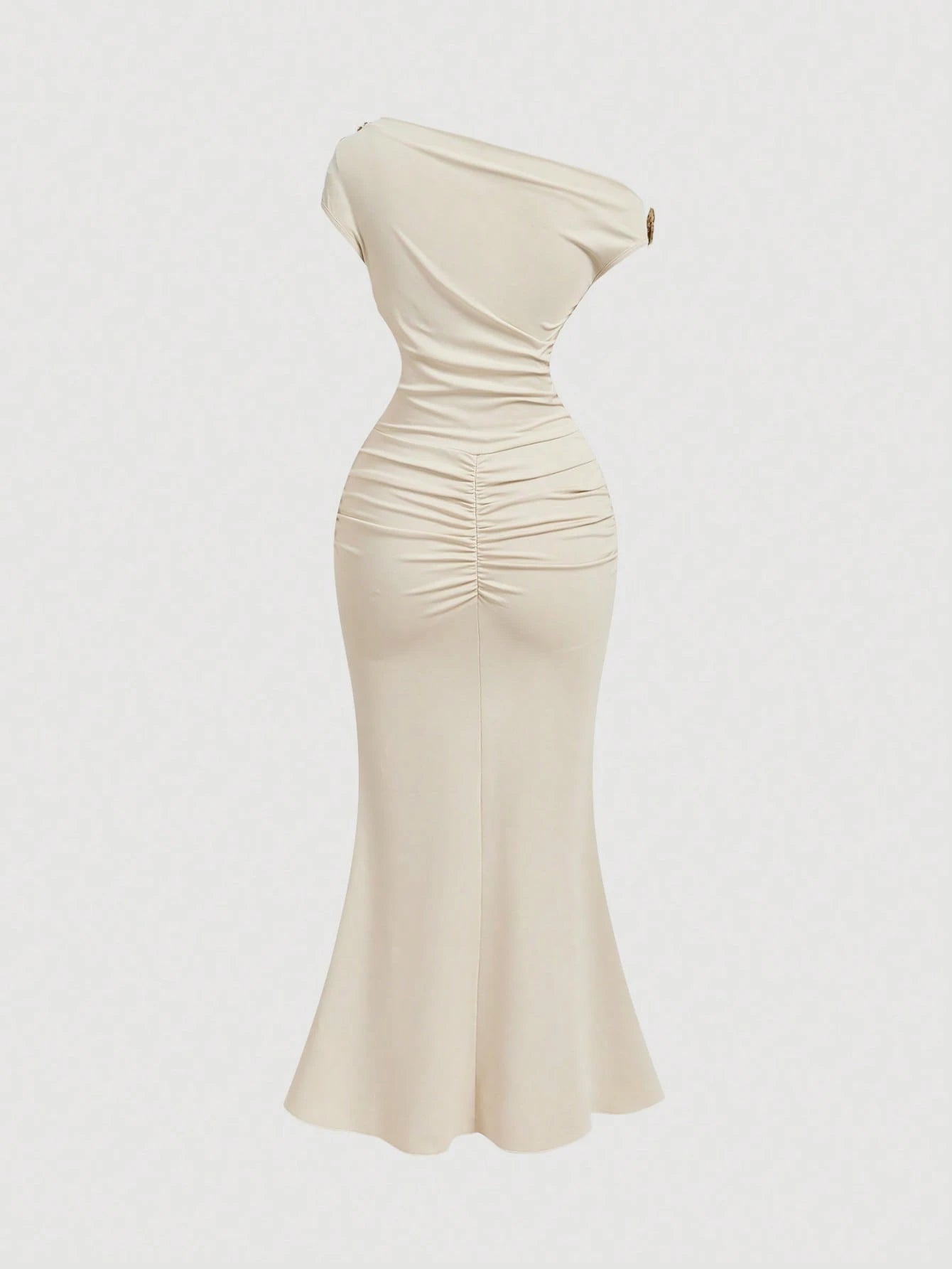 Skyraze Asymmetric One-Shoulder Mid-Length Dress White Summer Elegant Romantic Wedding Guest Bride Bachelorette Mother Of The Bride Women's Party Beach Prom