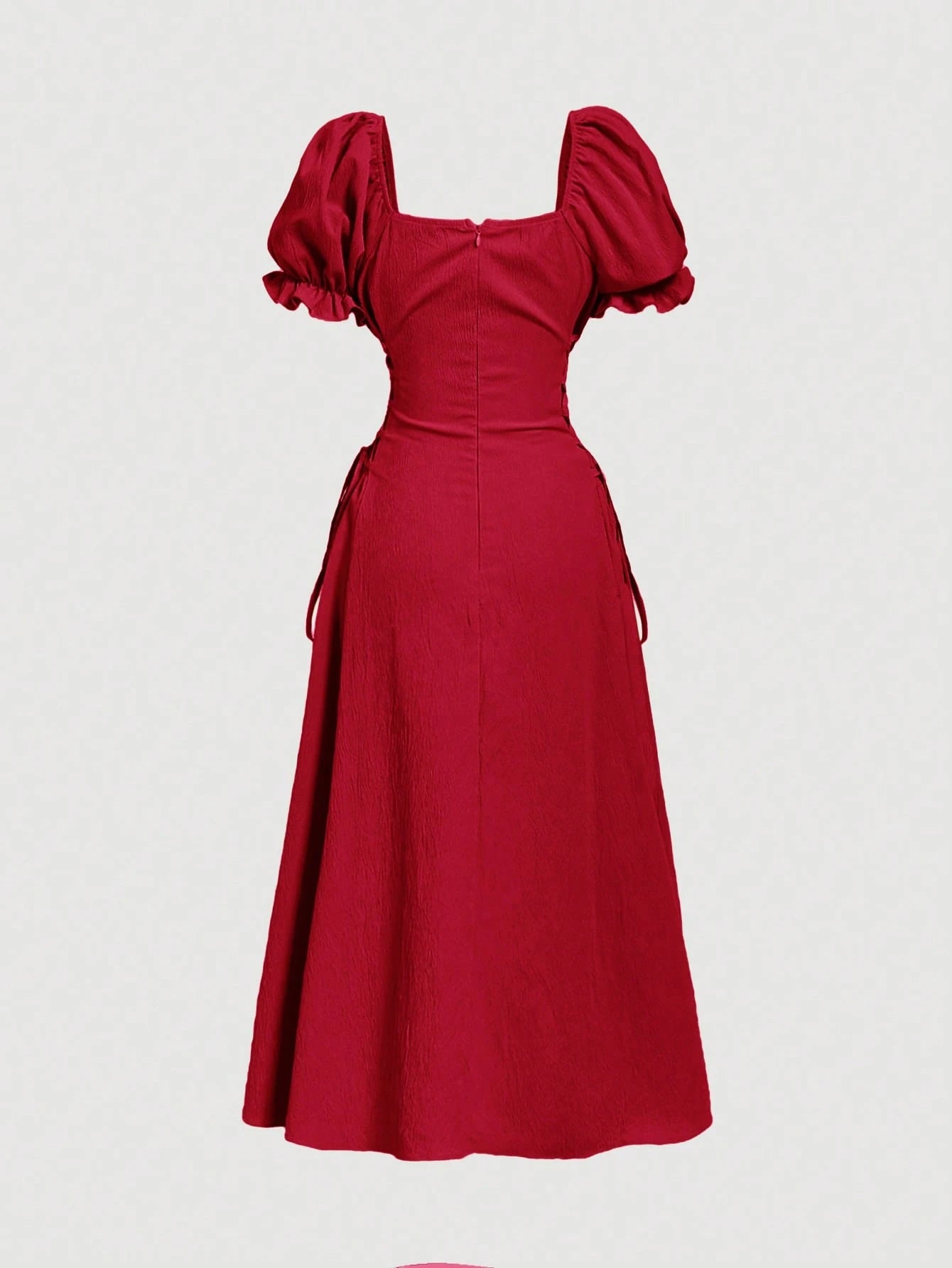 Skyraze Petal Sleeve Tie-Waist Mid-Length Yellow Dress,Red Dress,Summer Dresses For Women