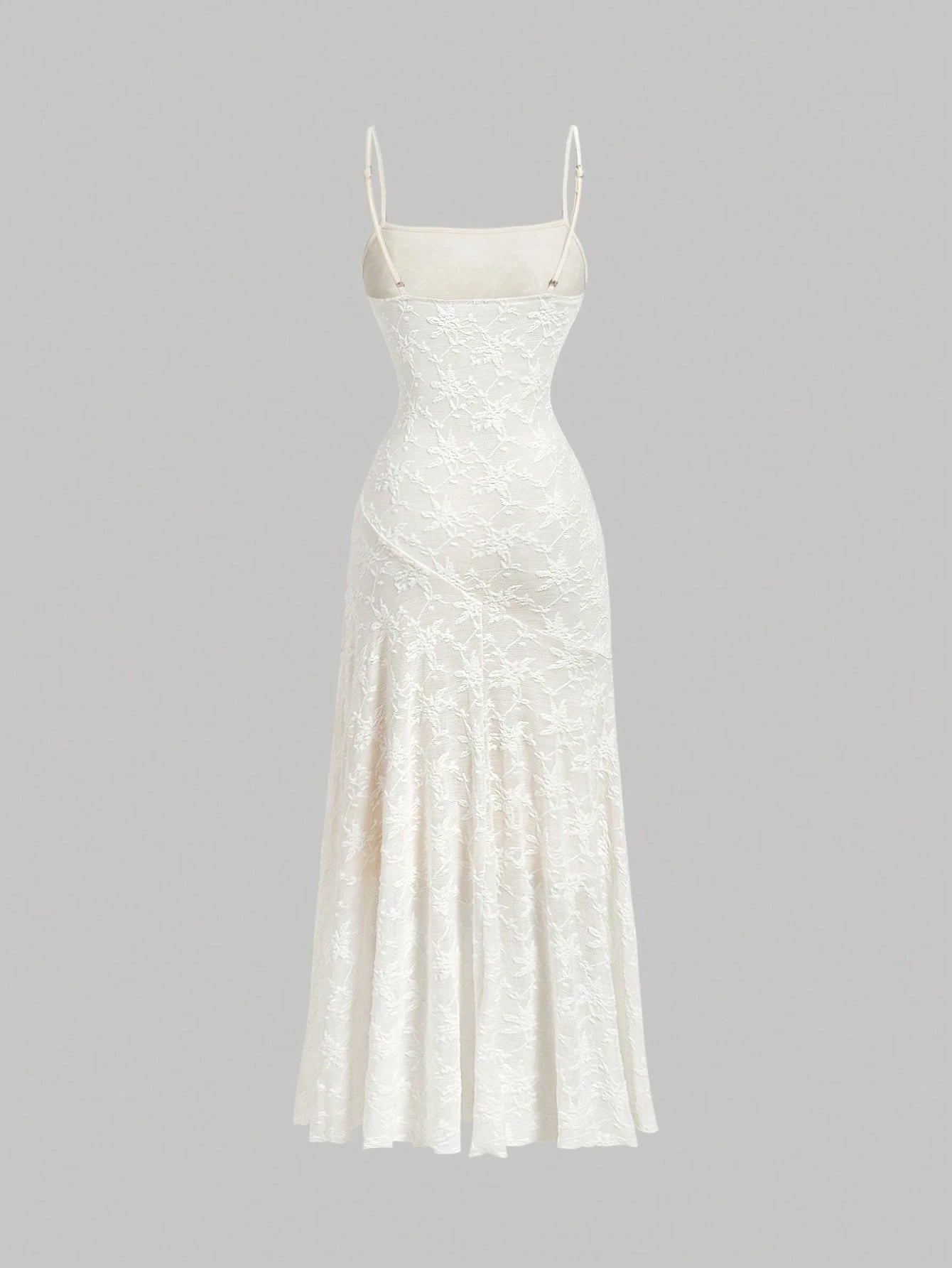 Skyraze Women's Elegant Fairy Cream White Summer Jacquard Ruffle Hem Pleated Cami Dress,Lace Midi For Wedding Guest Beach Vacation,Party Country Concert