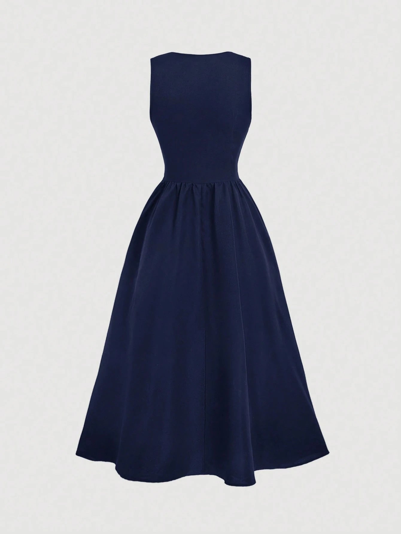 Skyraze Women's Floral Embroidered Drawstring Tie Oktoberfest Dress Garden Party Navy Blue Floral Summer Cottage Core