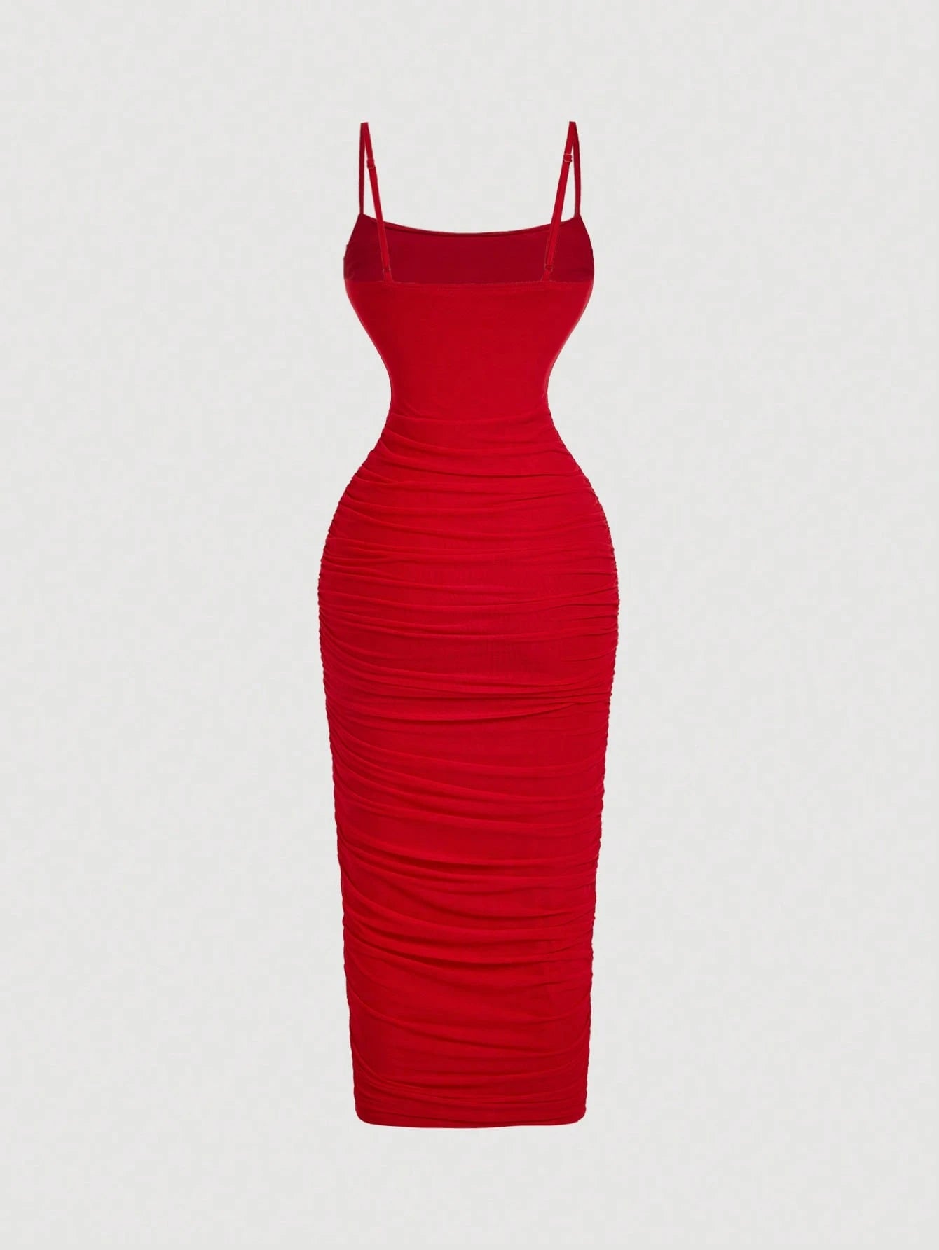 Skyraze Women's Red Mesh Camisole Dress,Slim Fit Bodycon,Elegant Sexy Wedding Birthday Guest,Cottagecore Girly Party Style,Summer Vacation Outfits,Tea Outfit