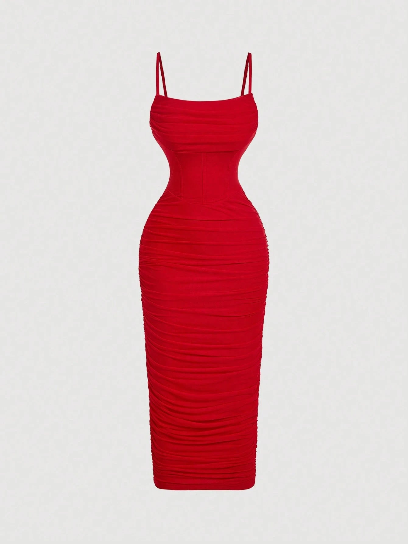 Skyraze Women's Red Mesh Camisole Dress,Slim Fit Bodycon,Elegant Sexy Wedding Birthday Guest,Cottagecore Girly Party Style,Summer Vacation Outfits,Tea Outfit