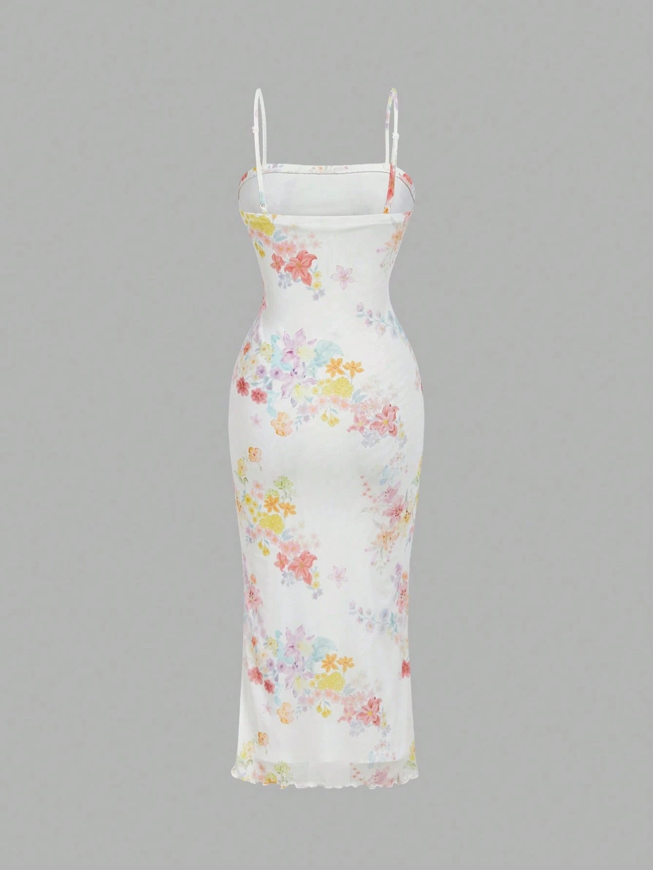 Skyraze Women's White Floral Summer Elegant Sexy Tropical Brunch Vacation Midi Slip Dress,Fitted Bodycon Long Party Dresses, Slim Fit Beach,Date,Picnic,Prom