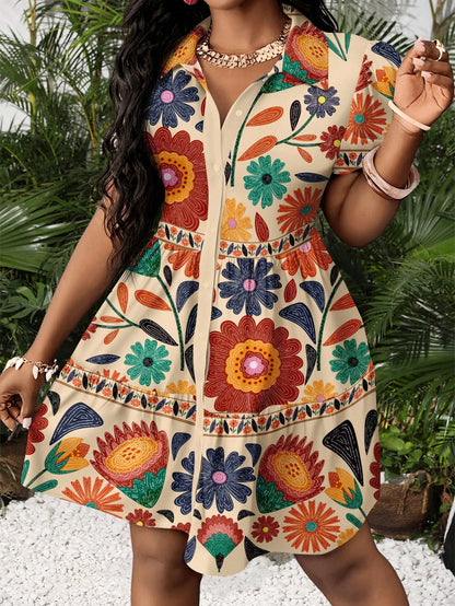 Slaydiva 2025 Summer/Autumn New Women's Vacation Dress Forest Camouflage Print Casual Minimalist Ladies Mini Everyday Beach Going Out Dark Green