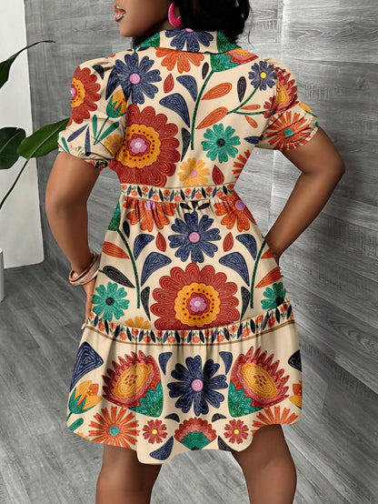 Slaydiva 2025 Summer/Autumn New Women's Vacation Dress Forest Camouflage Print Casual Minimalist Ladies Mini Everyday Beach Going Out Dark Green