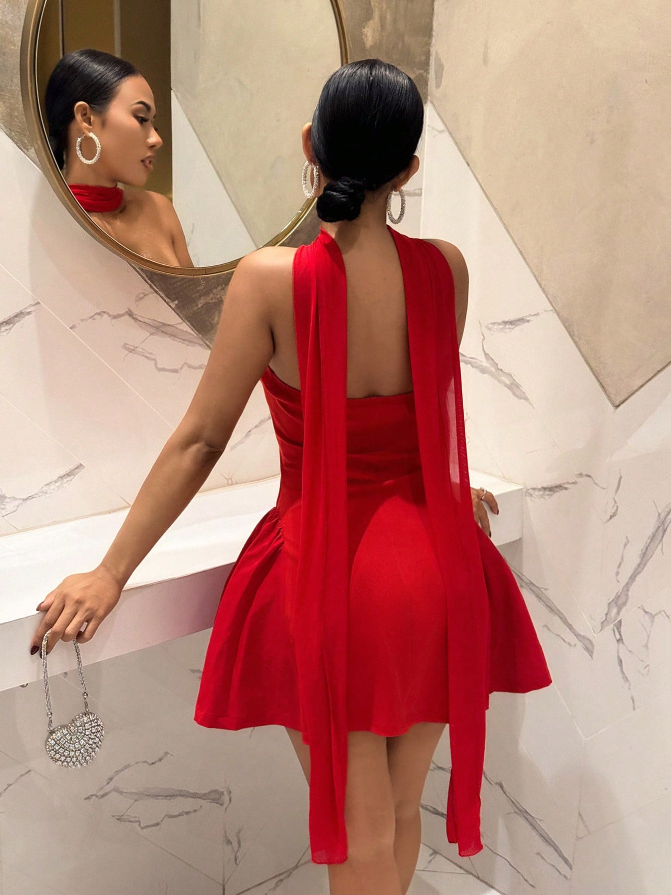 Slaydiva 2025 Women's Elegant Red Strapless A-Line Princess Mini Dress,French Style Short Party,Birthday,Cocktail,Wedding & Summer Dress,Red Casual Club Dress