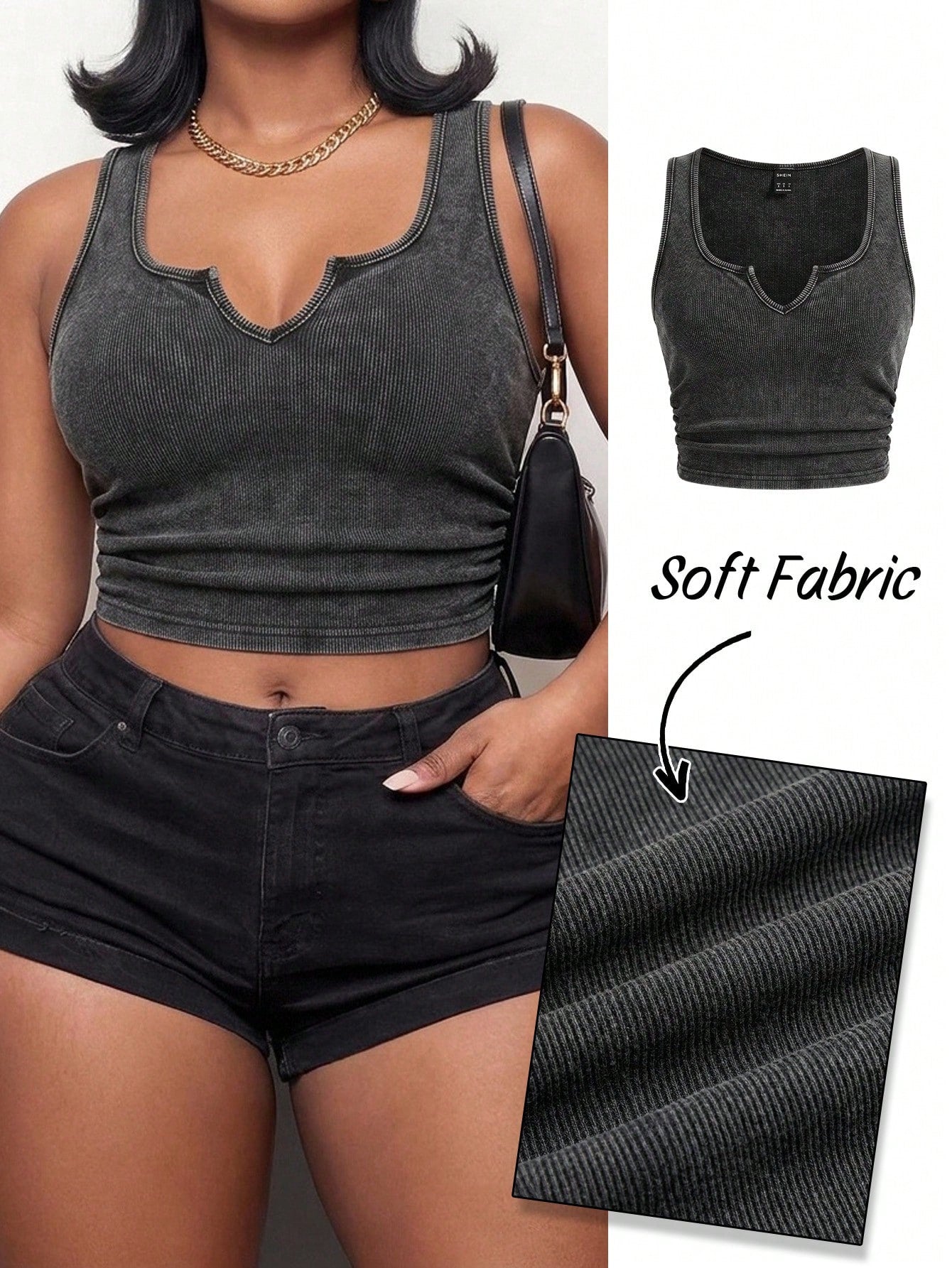 Slaydiva 95% Cotton Snow Wash Fabric Plus Size Cami And Tank Top Casual Minimalist Suitable For Summer