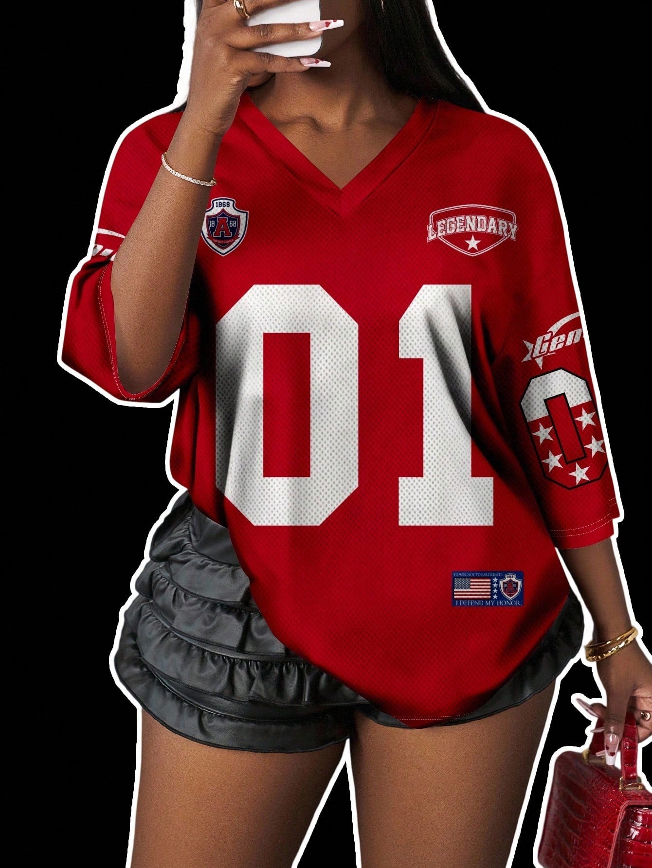 Slaydiva Betty Boop x Casual Colorblock Patchwork Cartoon Print V-Neck Plus Size T-Shirt For Summer