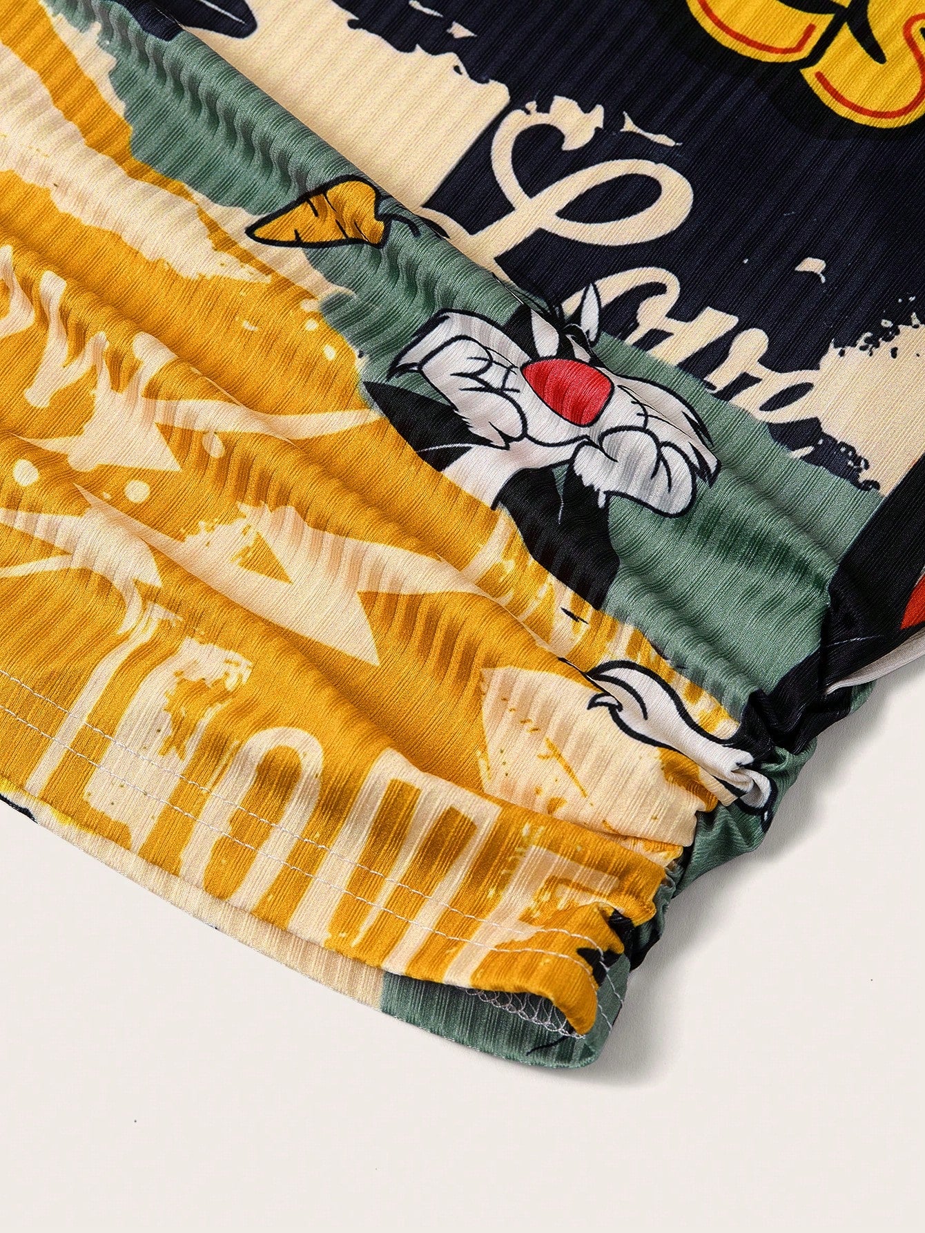 Slaydiva LOONEY TUNES X 2026 Plus Size Women's Casual Street Vintage Cartoon Pattern U-Neck Ribbed Tank Top, Summer