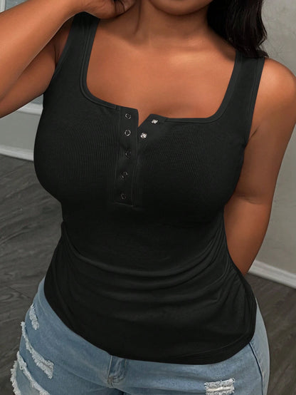 Slaydiva Plus Size Casual All-Match White Top With Deep U-Neck And Racerback Women's Plus-Size,School; Teacher; Homecoming