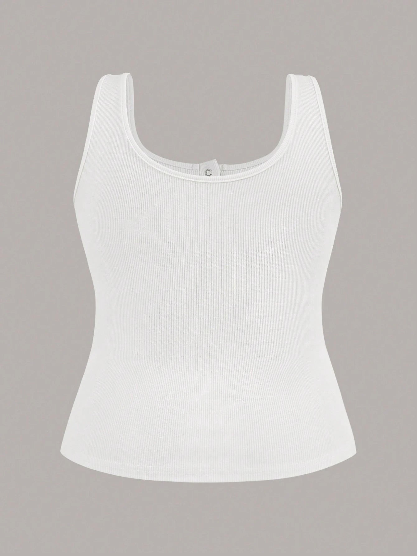 Slaydiva Plus Size Casual All-Match White Top With Deep U-Neck And Racerback Women's Plus-Size,School; Teacher; Homecoming
