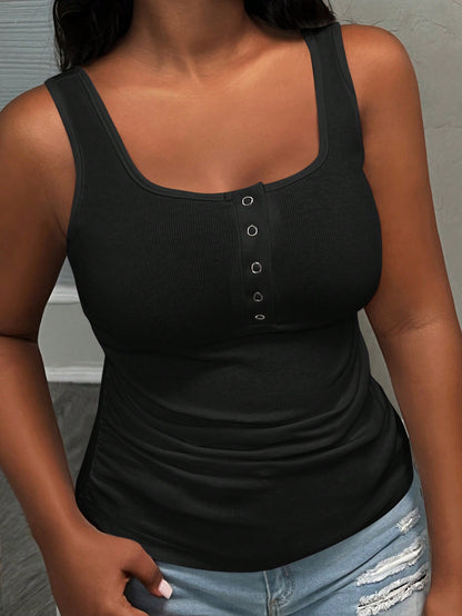 Slaydiva Plus Size Casual All-Match White Top With Deep U-Neck And Racerback Women's Plus-Size,School; Teacher; Homecoming