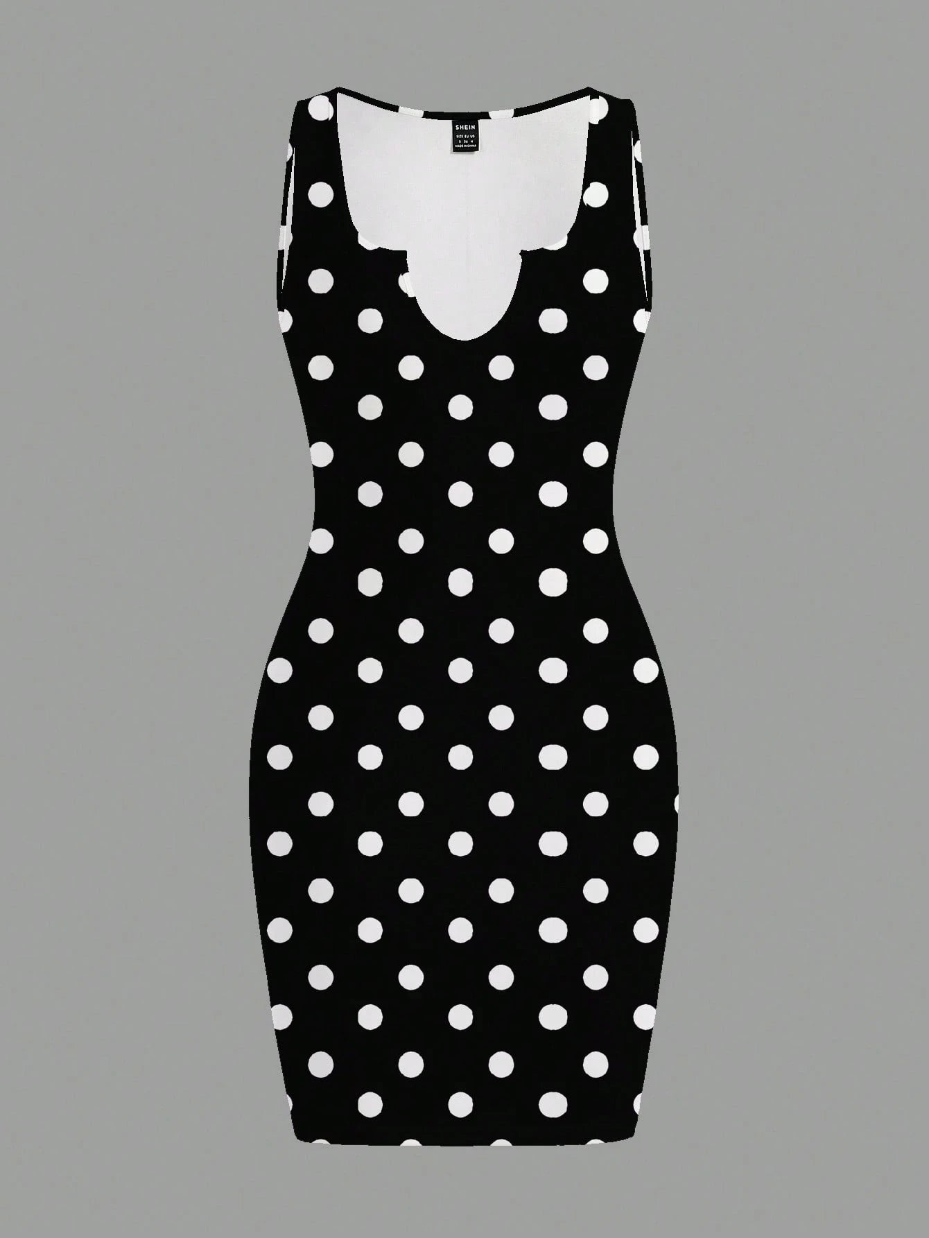 Slaydiva Women's Black And White Polka Dot Sleeveless Fitted Dress Summer 90s Retro Sexy Club Night Out Night Mini Y2K Streetwear Grunge Music Festival Outfit