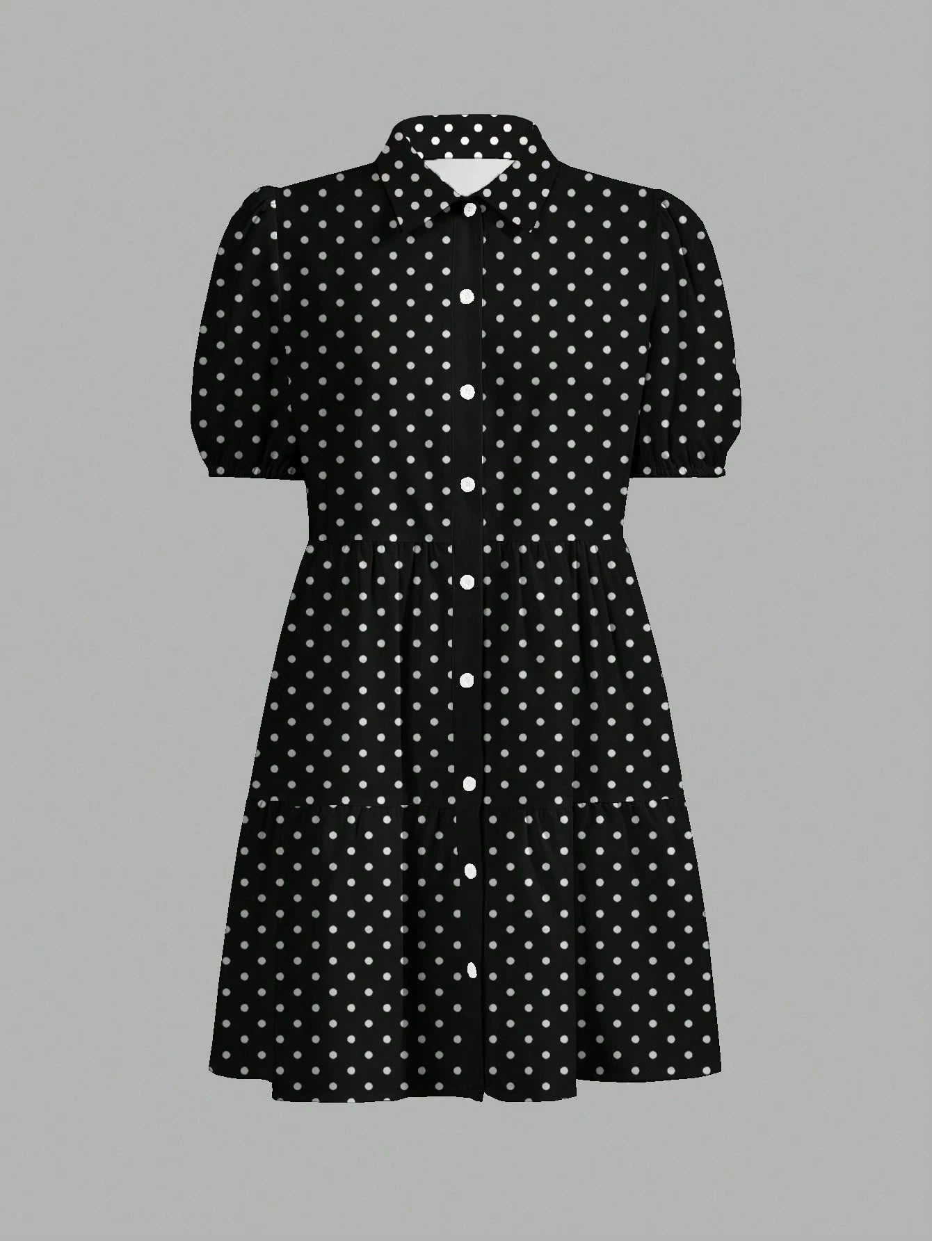 Slaydiva Women's Black And White Polka Dot Summer 90s Retro Cute Date Brunch Shirt Dress,Short Sleeve Casual Elegant Boho Vacation Beachwear Wedding Guest