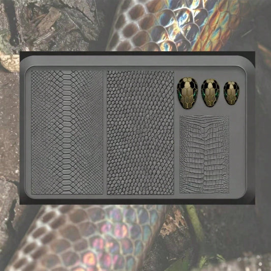 Snake Scale Nail Art Silicone Mold, Python Mesh And Hexagonal Scale Patterns, Paired With Reptile Scale Texture, Easily Print Wild Nail Art, Steel Plate Etched Lines With Strong 3D Effect, Full Nail P