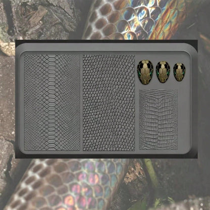 Snake Scale Nail Art Silicone Mold, Python Mesh And Hexagonal Scale Patterns, Paired With Reptile Scale Texture, Easily Print Wild Nail Art, Steel Plate Etched Lines With Strong 3D Effect, Full Nail P