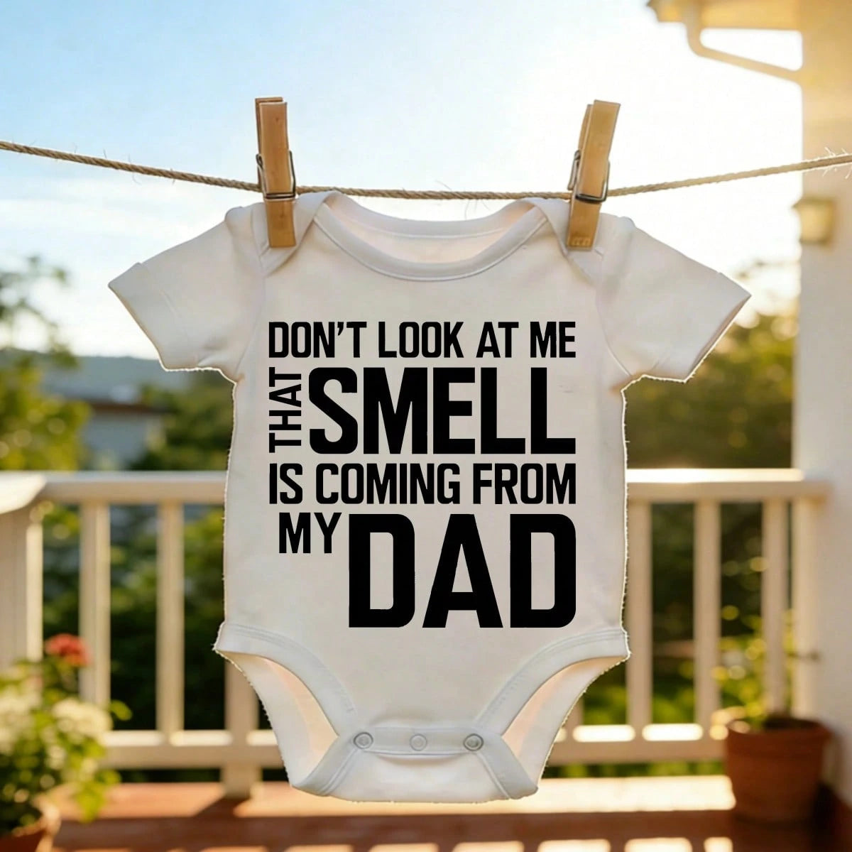 Soft Cotton Baby Bodysuit Don't Look At Me That Smell Is Coming From My Dad Bamboo Skin- Friendly Button Closure Fashionable For Newborn Baby Boys Girls 0-24M