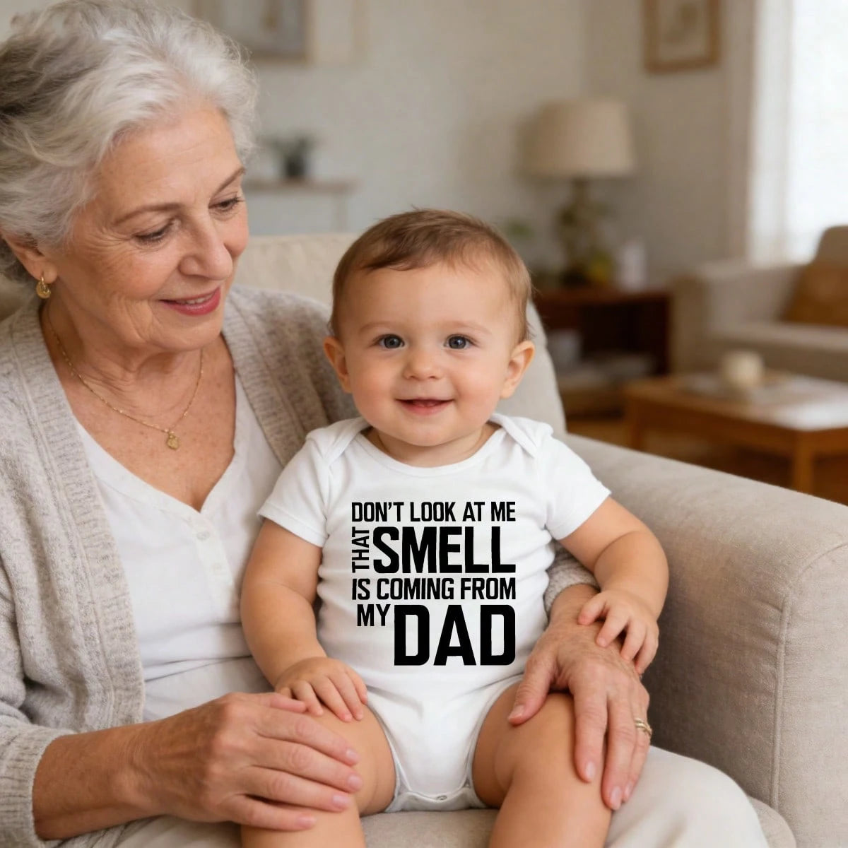 Soft Cotton Baby Bodysuit Don't Look At Me That Smell Is Coming From My Dad Bamboo Skin- Friendly Button Closure Fashionable For Newborn Baby Boys Girls 0-24M
