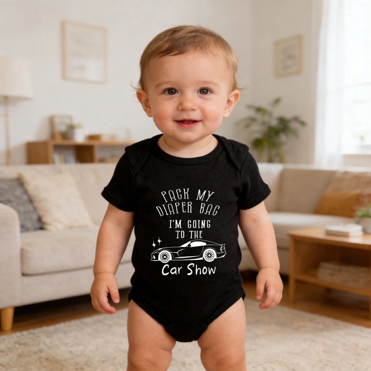 Soft Cotton Baby Bodysuit Pack My Diaper Bag I'm Going To The Car Show Baby Boy Stuff Skin-Friendly Baby Shower Gift Unisex Baby For Newborn Baby Boys Girls 0-24M