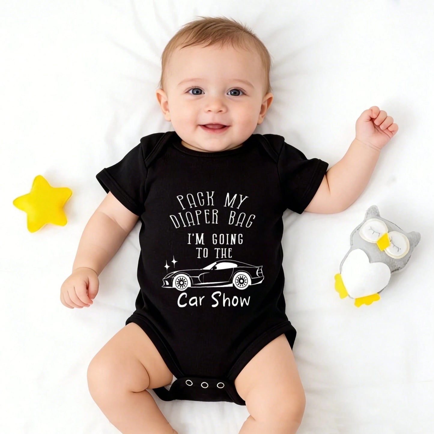 Soft Cotton Baby Bodysuit Pack My Diaper Bag I'm Going To The Car Show Baby Boy Stuff Skin-Friendly Baby Shower Gift Unisex Baby For Newborn Baby Boys Girls 0-24M