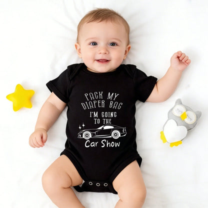 Soft Cotton Baby Bodysuit Pack My Diaper Bag I'm Going To The Car Show Baby Boy Stuff Skin-Friendly Baby Shower Gift Unisex Baby For Newborn Baby Boys Girls 0-24M
