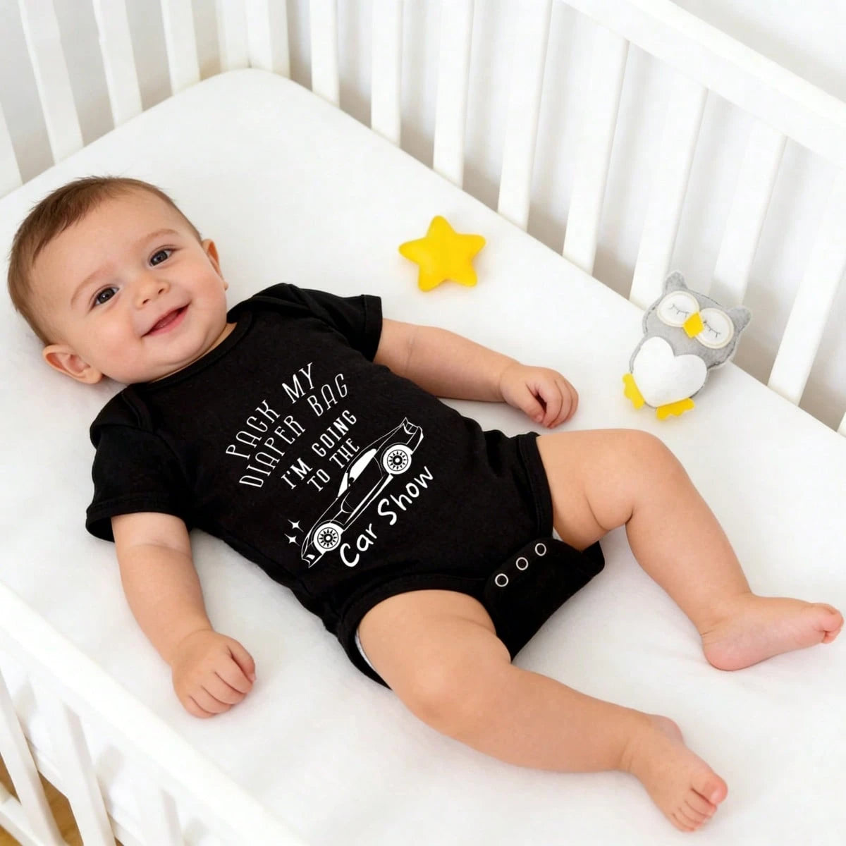 Soft Cotton Baby Bodysuit Pack My Diaper Bag I'm Going To The Car Show Baby Boy Stuff Skin-Friendly Baby Shower Gift Unisex Baby For Newborn Baby Boys Girls 0-24M