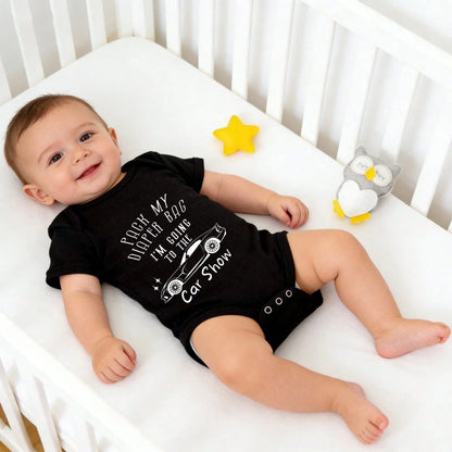 Soft Cotton Baby Bodysuit Pack My Diaper Bag I'm Going To The Car Show Baby Boy Stuff Skin-Friendly Baby Shower Gift Unisex Baby For Newborn Baby Boys Girls 0-24M