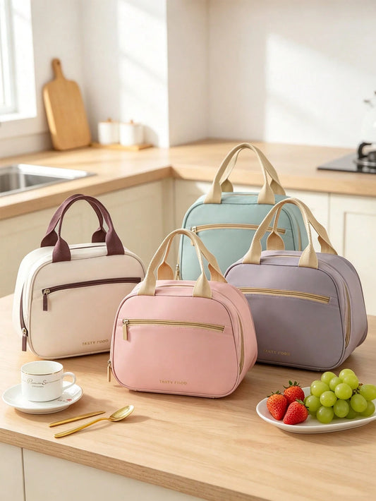Soft Cream Style, Aluminum Foil Lining, Widened Pressure-Relieving Handles, Handheld Insulated Lunch Bag, Suitable For All Ages, Parent-Child Picnics