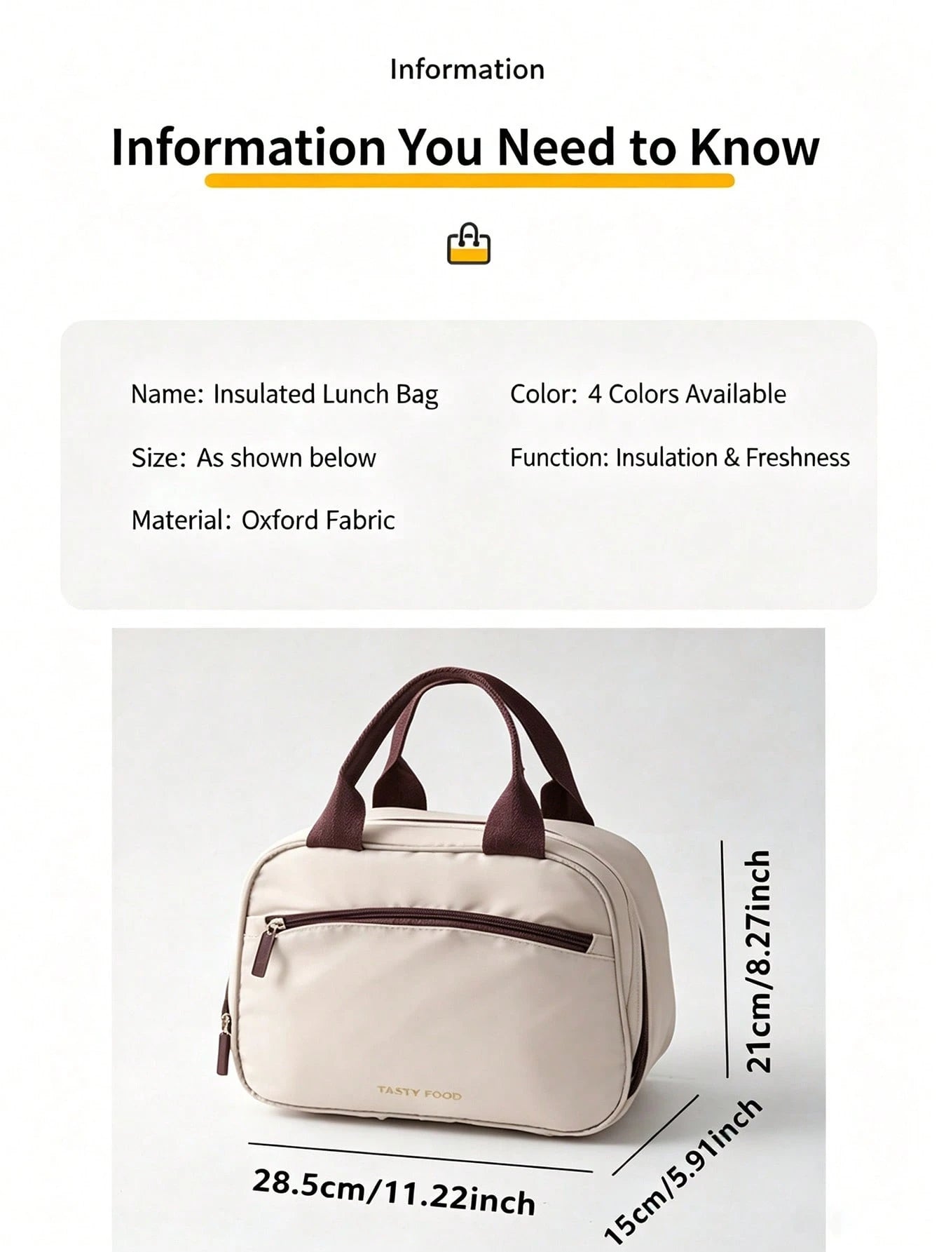 Soft Cream Style, Aluminum Foil Lining, Widened Pressure-Relieving Handles, Handheld Insulated Lunch Bag, Suitable For All Ages, Parent-Child Picnics