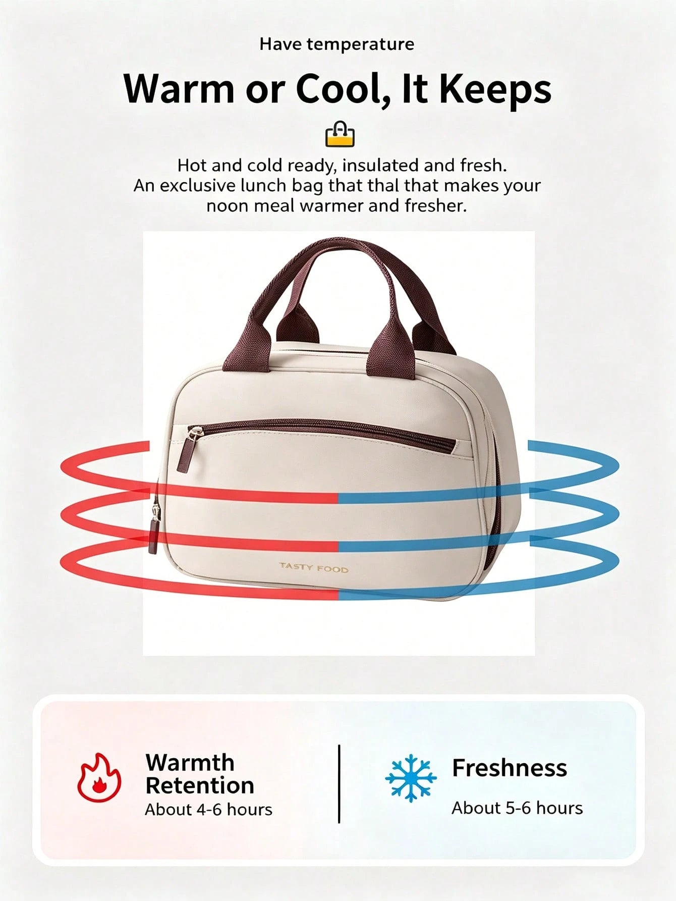 Soft Cream Style, Aluminum Foil Lining, Widened Pressure-Relieving Handles, Handheld Insulated Lunch Bag, Suitable For All Ages, Parent-Child Picnics