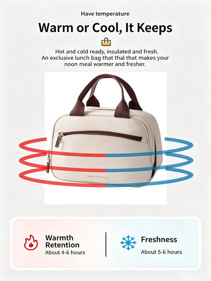 Soft Cream Style, Aluminum Foil Lining, Widened Pressure-Relieving Handles, Handheld Insulated Lunch Bag, Suitable For All Ages, Parent-Child Picnics