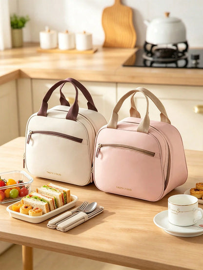 Soft Cream Style, Aluminum Foil Lining, Widened Pressure-Relieving Handles, Handheld Insulated Lunch Bag, Suitable For All Ages, Parent-Child Picnics