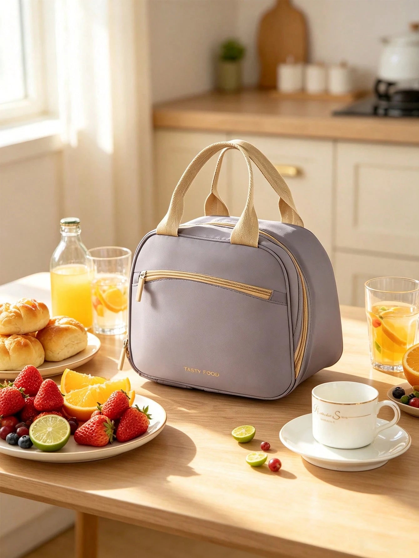 Soft Cream Style, Aluminum Foil Lining, Widened Pressure-Relieving Handles, Handheld Insulated Lunch Bag, Suitable For All Ages, Parent-Child Picnics