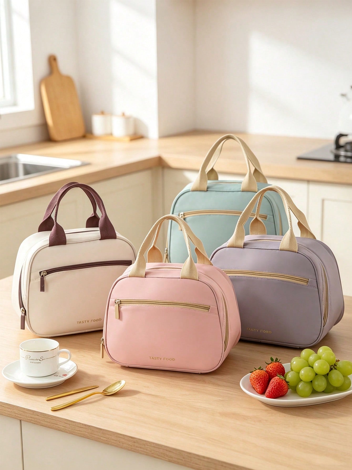 Soft Cream Style, Aluminum Foil Lining, Widened Pressure-Relieving Handles, Handheld Insulated Lunch Bag, Suitable For All Ages, Parent-Child Picnics