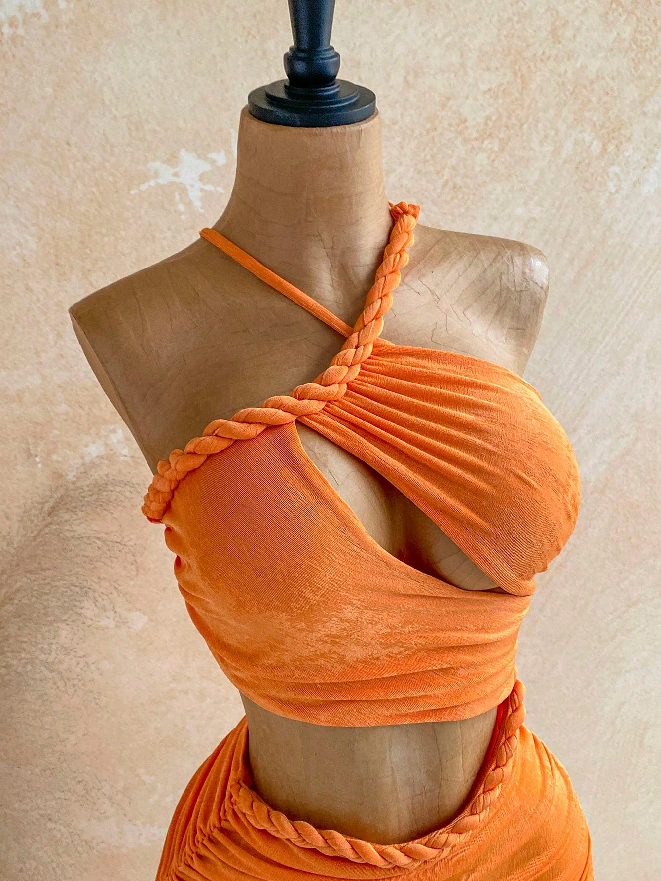 Soleia New Knitted Textured Linen Rope Hollow Out Ruched Mini Dress Bohemian Sexy Boho Vacation Fall Women Clothes Vintage Summer Beach Club Orange