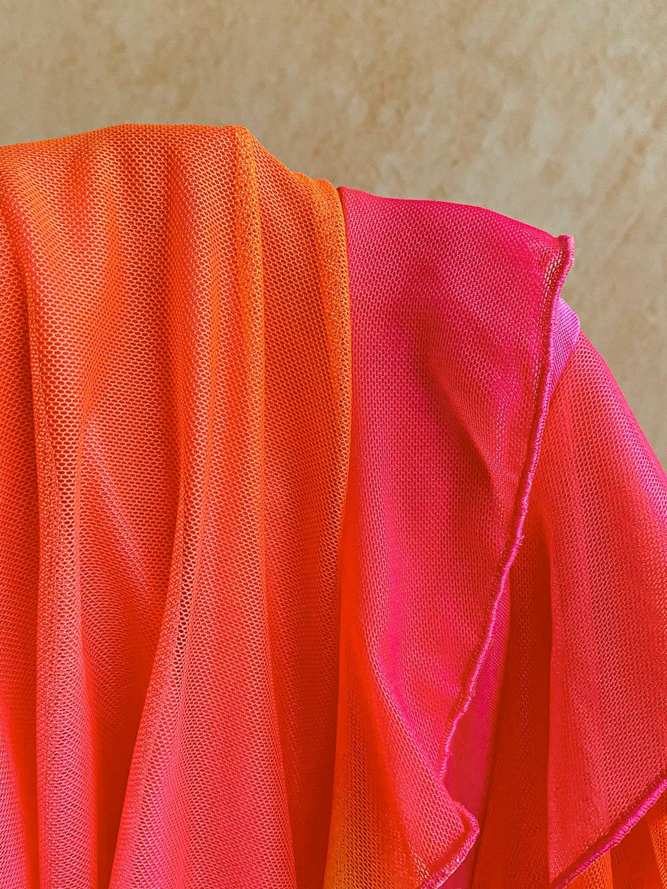 Soleia Pink And Orange Summer Boho Beach Holiday Dress,Knit Mesh Strapless Fitted Multilayer Ruffle Asymmetric Hem,Suitable For Garden Tea Party,Vacation