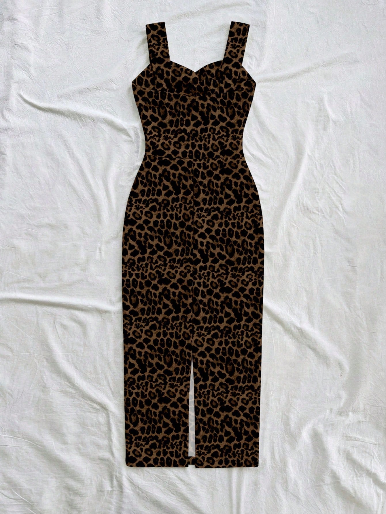 Soleia Women's Leopard Print Retro Elegant Pattern Sleeveless Midi Dress, Suitable For Outings, Vacations, Weddings, Parties, Birthdays