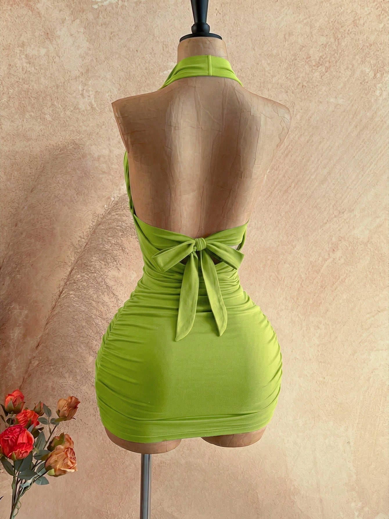 Soleia Women's Metal Connected Hollow Out Plunging Neck Sexy Mini Dress,Summer Dresses For Women,No Breast Pads