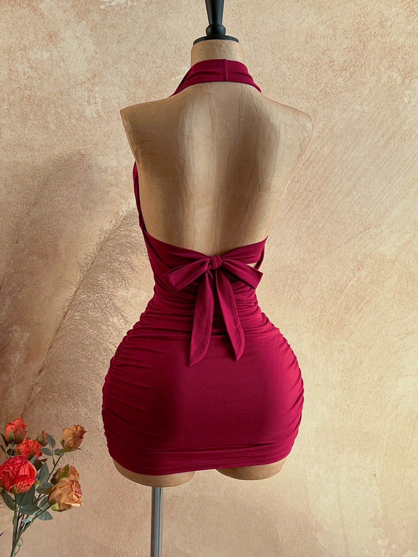 Soleia Women's Metal Connected Hollow Out Plunging Neck Sexy Mini Dress,Summer Dresses For Women,No Breast Pads