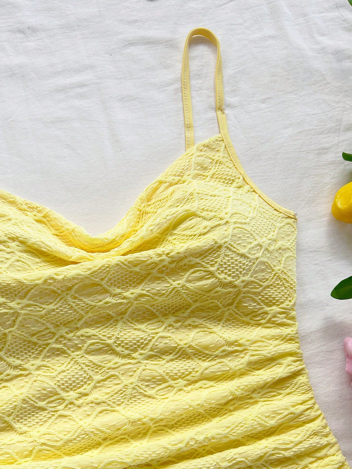 Soleia Women's Spaghetti Strap Ruched Backless Mini Dress,Butter Yellow,Summer Tropical Holiday Vacation,Boho Casual No Chest Padding