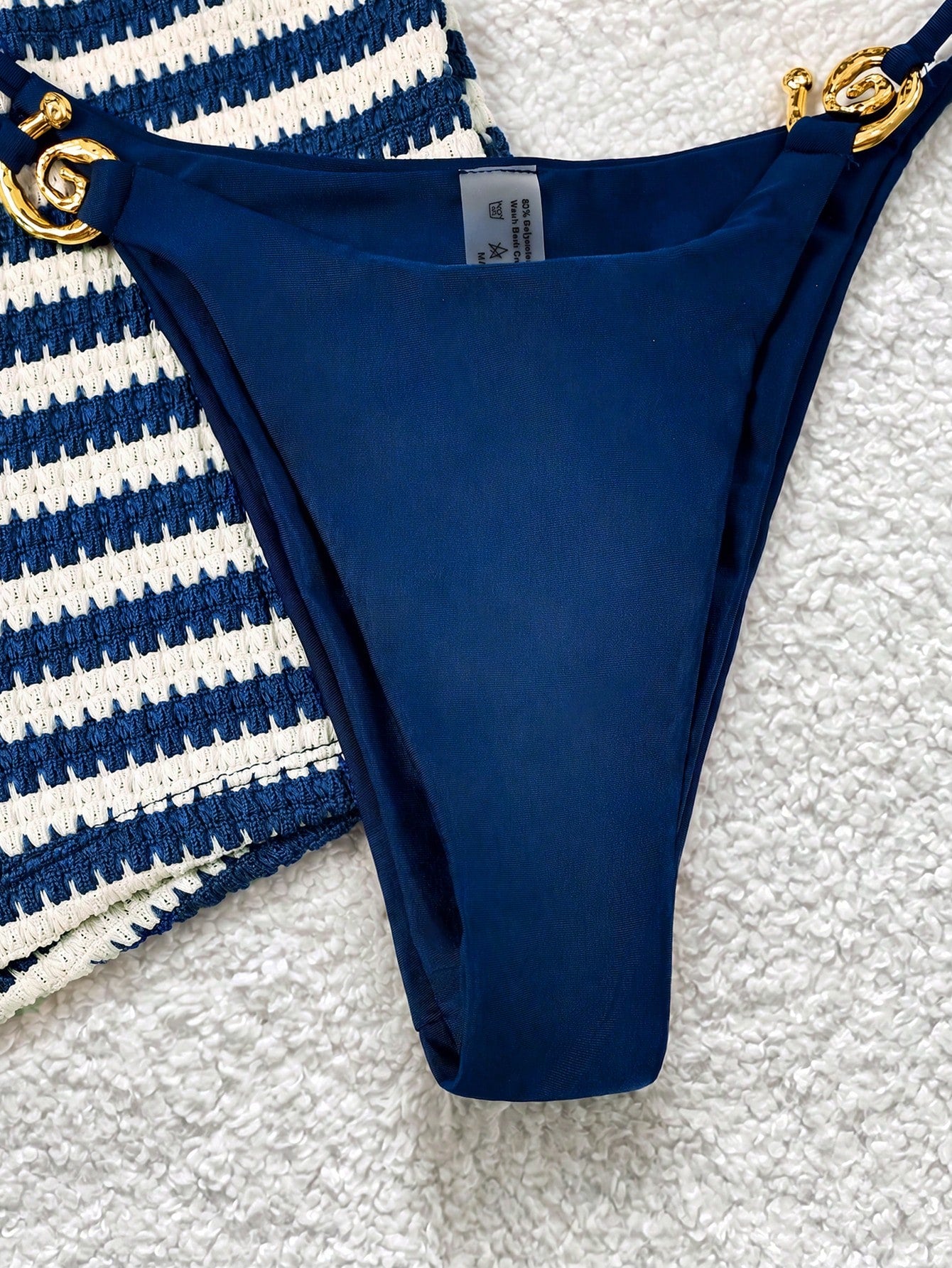 Soleia Women's Summer Beach Solid Color Halter Neck Tie Sexy Fashion Bikini Two-Piece Swimsuit Set With Striped Shorts Bathing Suits For Women