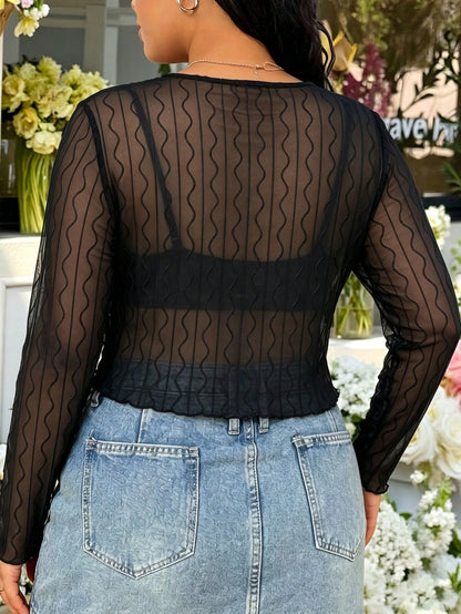 Solflare Plus Size Women's Tie-Front Casual Sexy 70's Elegant Versatile Everyday Top Dinner Black Autumn Date Night Brunch Clubbing Dinner Party Fall
