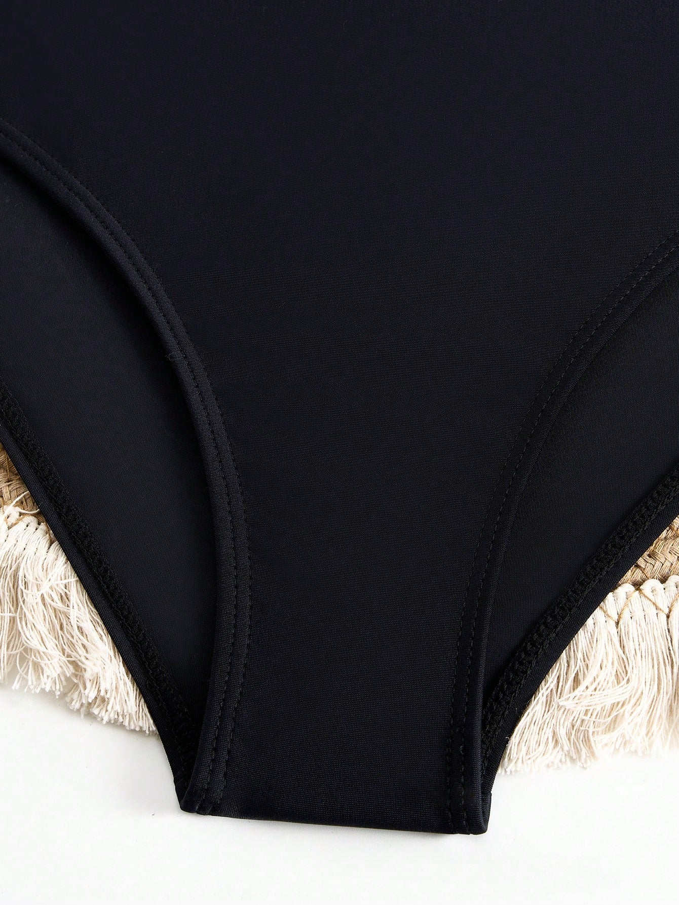 Solid Color Adjustable Strap Triangle Cup Sexy High-Waist Bikini Set, For Summer Beach Vacation Black, For Her