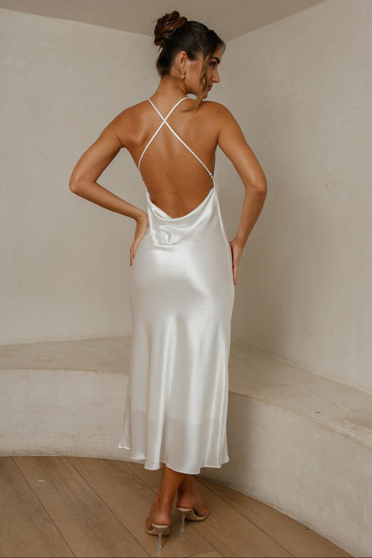 Sophia Cowl Midi Dress - Ivory