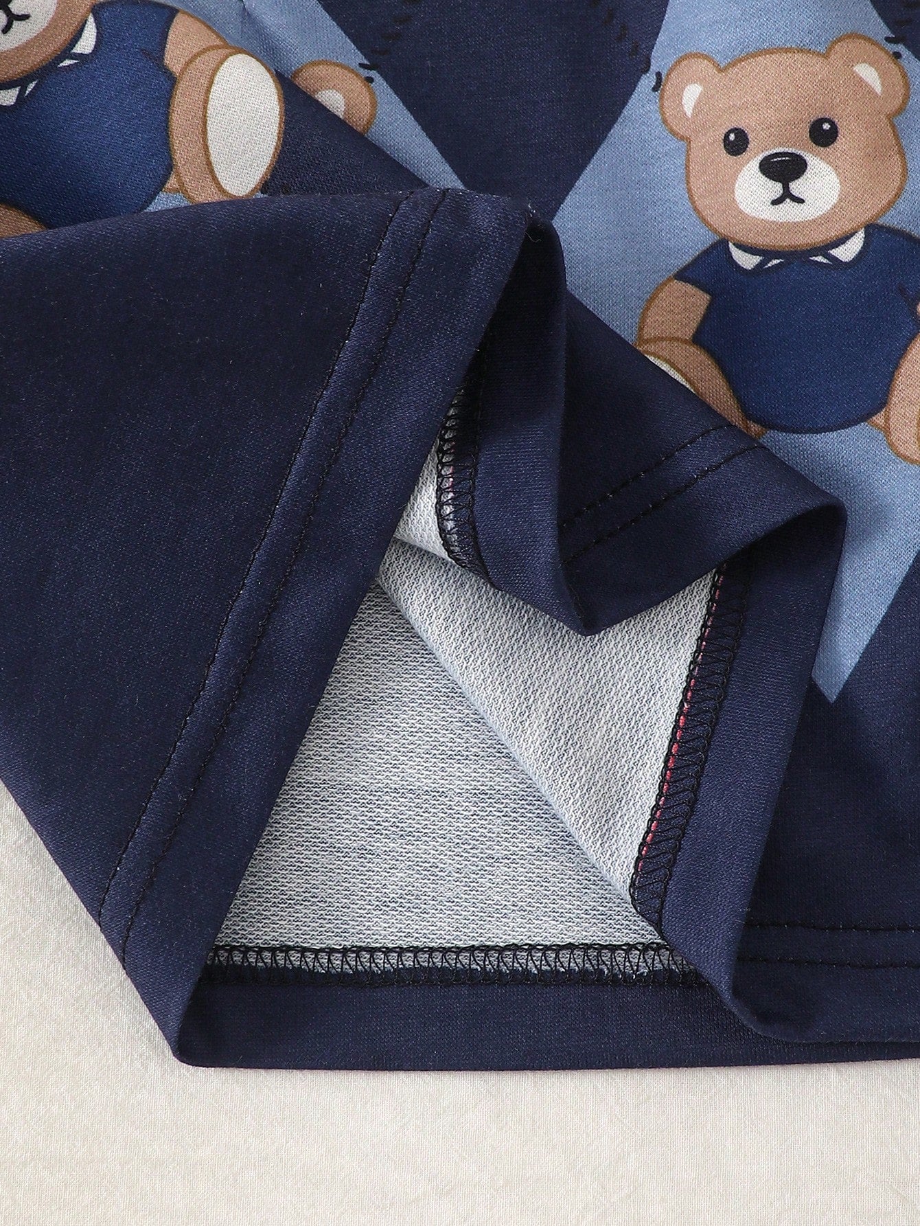 Souflis Boy's Autumn Baby Blue Long-Sleeve Polo Collar Khaki Pants Set Cute Bear Print Daily Outings 2026 Fashion Clothing