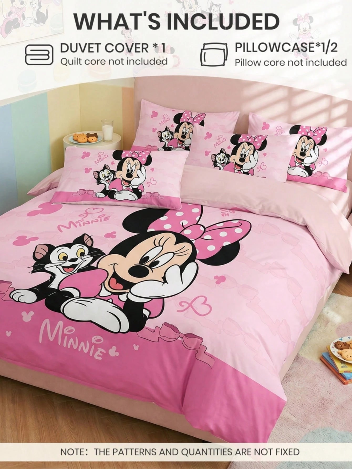 South Life 2/3pcs Disney Print Duvet Cover Set (1 Duvet Cover + 1/2 Pillowcases, No Fill), Soft Anti-Pilling, Suitable For Double/Full/Queen/Standard Bed, Multiple Sizes Available, Machine Washable, B